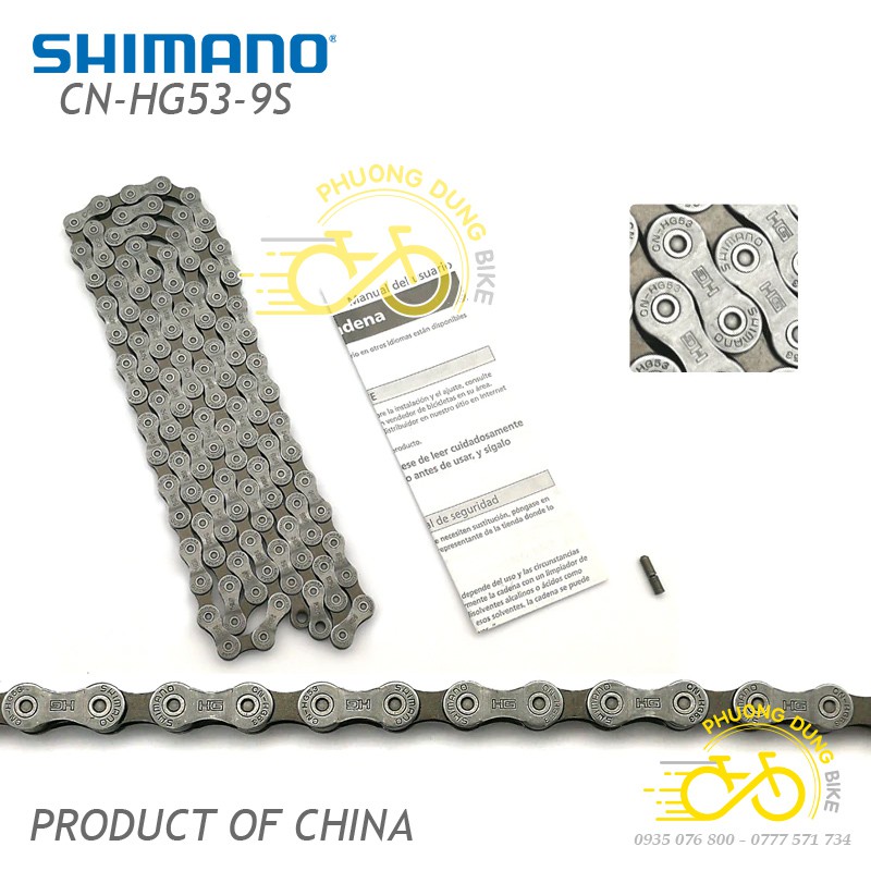 Xích sên xe đạp Shimano CN HG53 9 speed - Fullbox Hàng Chính Hãng
