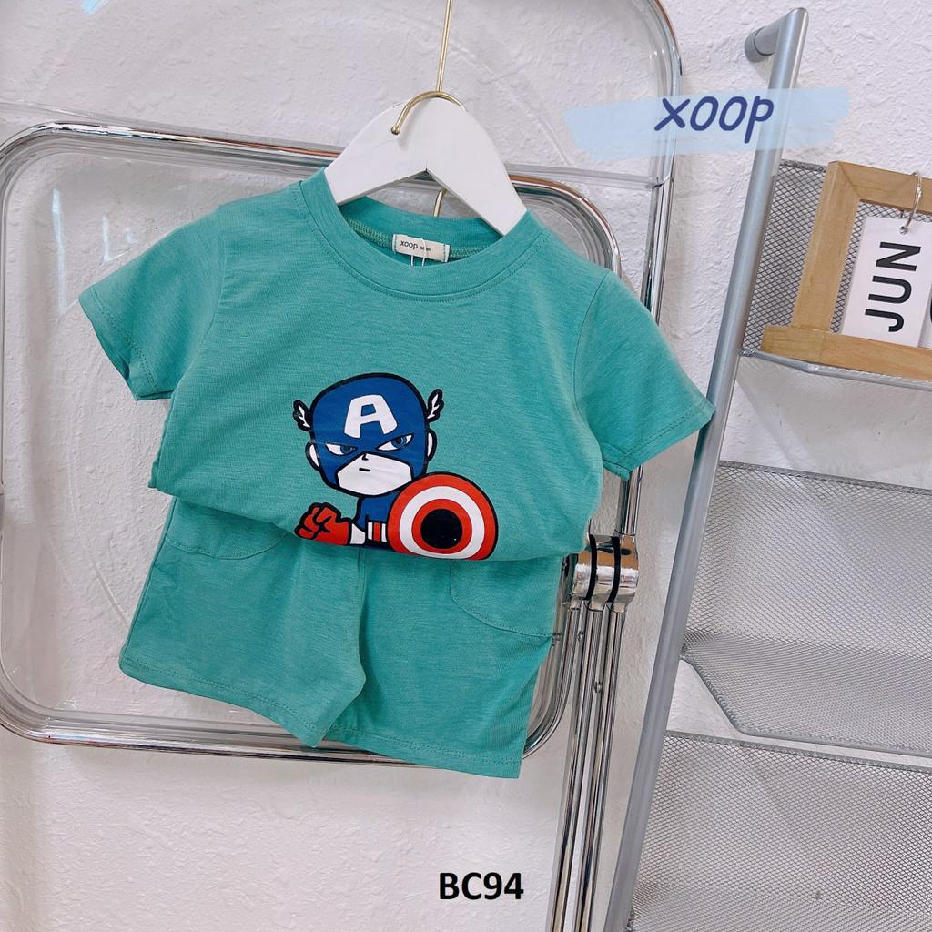 Bộ cộc tay XOOP cotton lụa in người nhện,đội trưởng cho bé trai  BC94,Đồ bộ thời trang quần áo trẻ em mặc nhà