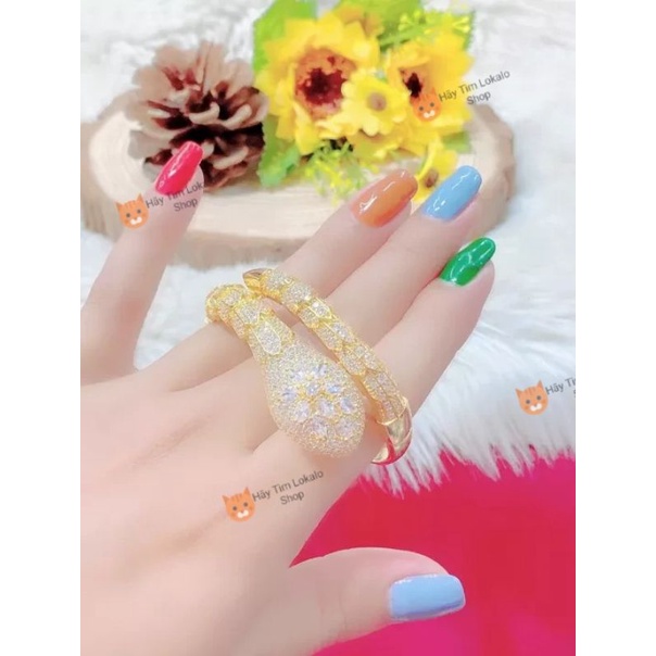 Vòng tay nữ mạ vàng 18k đính xoàn mẫu Rắn Ai Cập 110822 - Bền màu - Lokalo Shop - Bao đổi trả trong 07 ngày