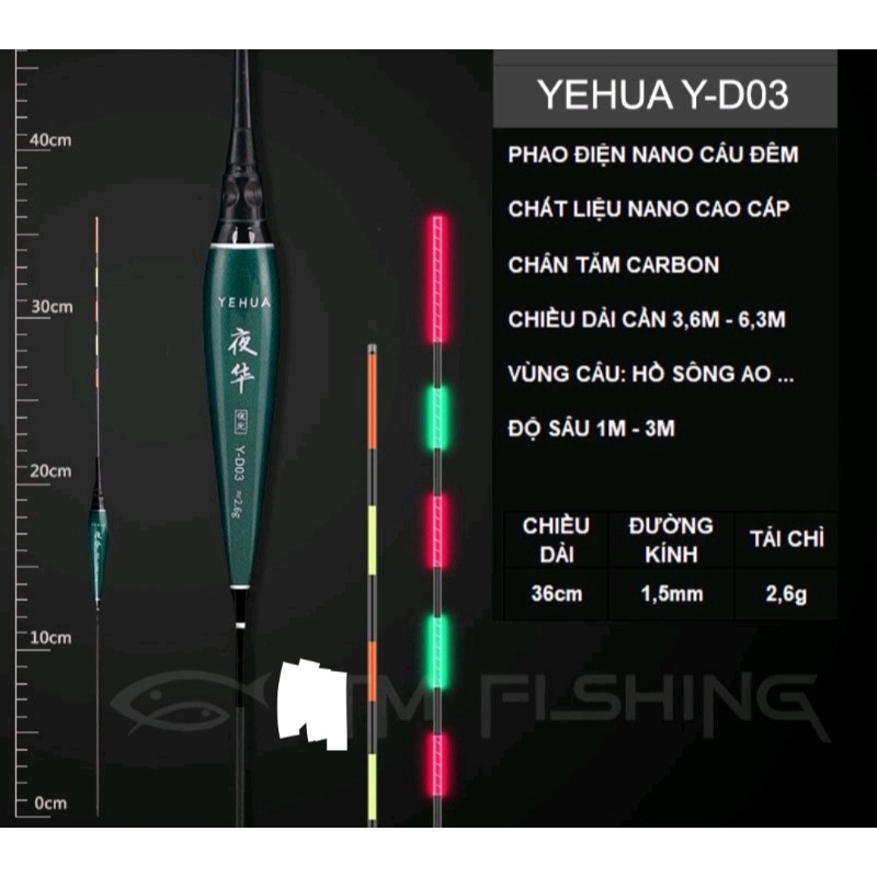 Phao điện câu Đài phao câu cá YEHUA Chống Nước Cao Cấp