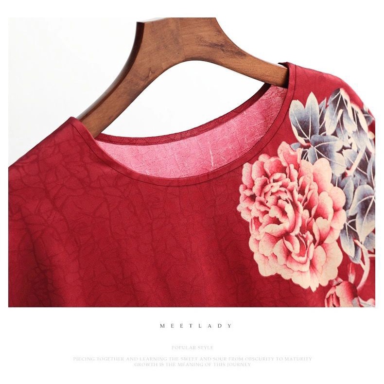 Áo thun nữ rộng rãi ngắn tay dành cho phụ nữ trung niên