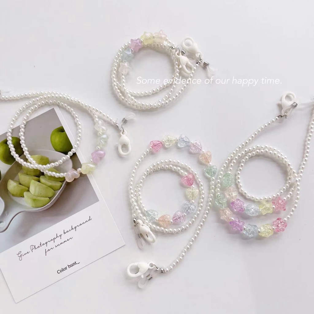 Dây Đeo Mắt Kính Xỏ Hạt Acrylic Màu Kẹo Sáng Tạo Mới