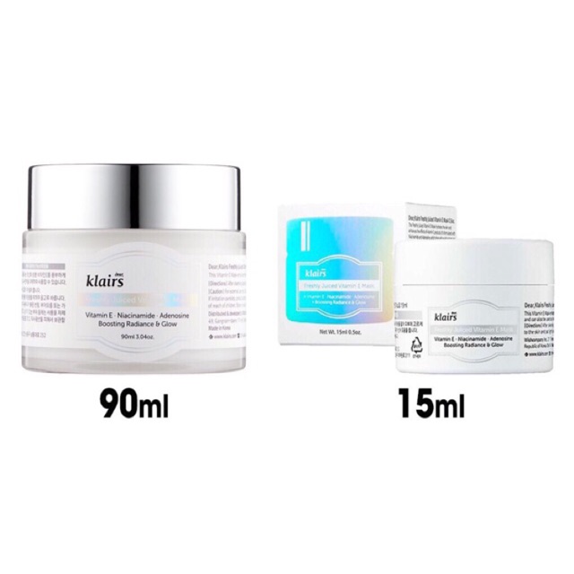 Kem Dưỡng Sáng Da 2 in 1 Klairs Vitamin E Mask 90ml Nhập Khẩu