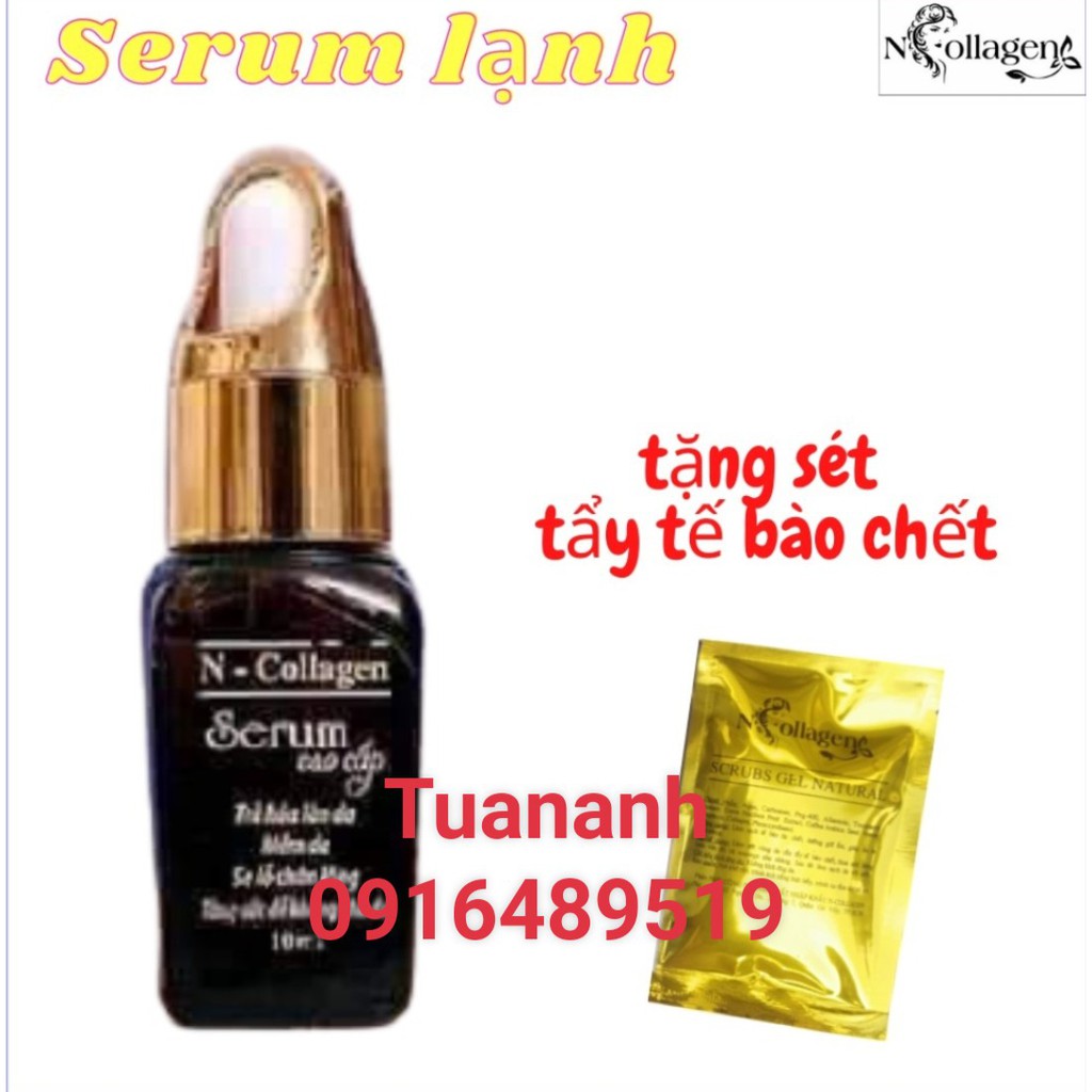 SERUM LẠNH N.COLLAGEN (Cấp độ ẩm, căng bong da, xóa nếp nhăn khóe mắt môi). Khối lượng 10ml. Tặng kèm tầy tế bào chết