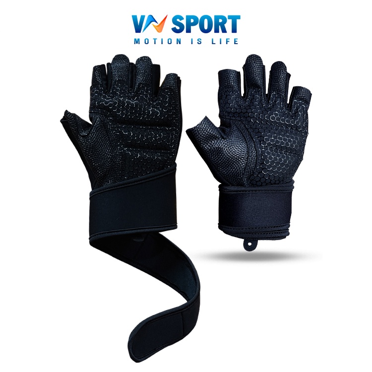 ⇪ Găng Tay Tập Gym VNS003, Găng Tay Cao Cấp Có Dây Quấn Trợ Lực Cổ Tay Thiết Kế Đẹp, Lót Tay Êm Có Độ Bám Cao, Mềm Mại