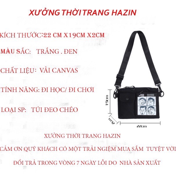 Túi đeo chéo ,túi Bao Tử vải canvas dày dặn mẫu hot tred nhất hiện nay thời trang HAZIN