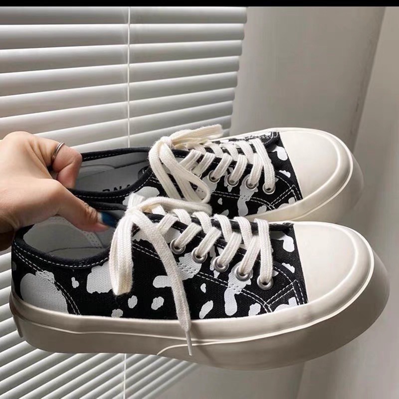 Giày Thể Thao Sneaker Nữ Độn Đế 5cm Vải Bò Sữa 2 Màu Siêu Hot