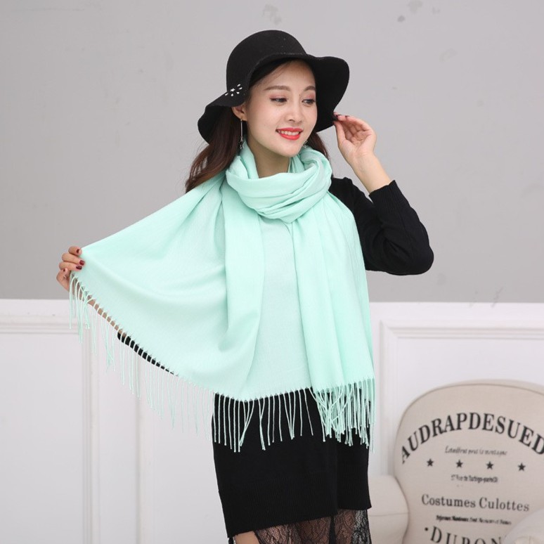 Khăn choàng quàng cổ thời trang nữ mùa đông Cashmere Chất Len Dệt Mịn