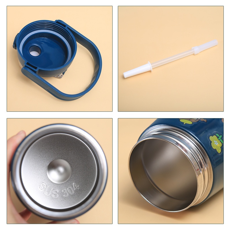 Bình Nước Giữ Nhiệt Kute - Bình Giữ Nhiệt 800ml Nhiều Màu Dễ Thương Kèm Ống Hút Và Sticker