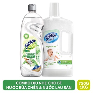 Combo nước lau sàn 1kg và nước rửa chén Sunlight 750g