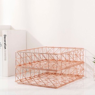 Khay A4 kim loại rose gold