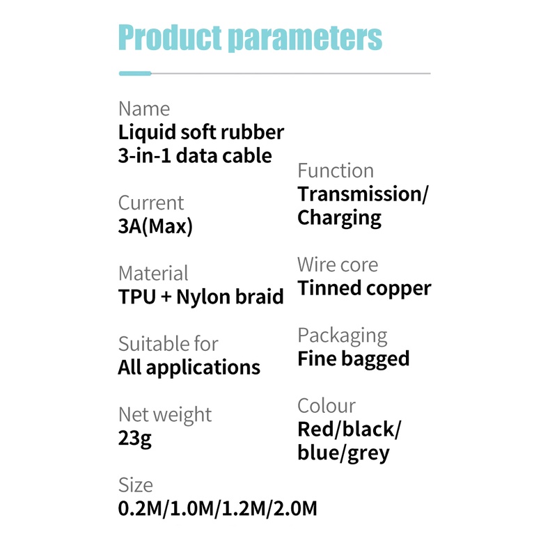 Dây Cáp Sạc USB 3A 3 Trong 1 Cho Điện Thoại Huawei Samsung