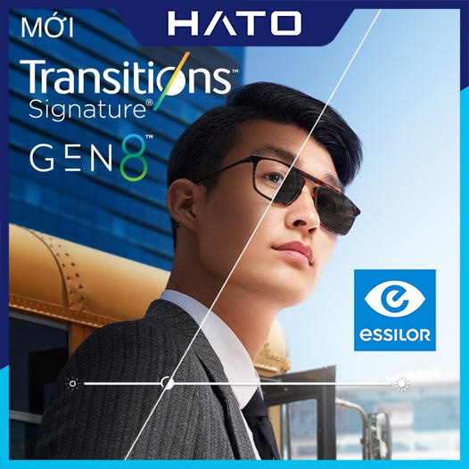 Tròng Kính Đổi Màu Chống Ánh Sáng Xanh Essilor Crizal Transitions Gen 8