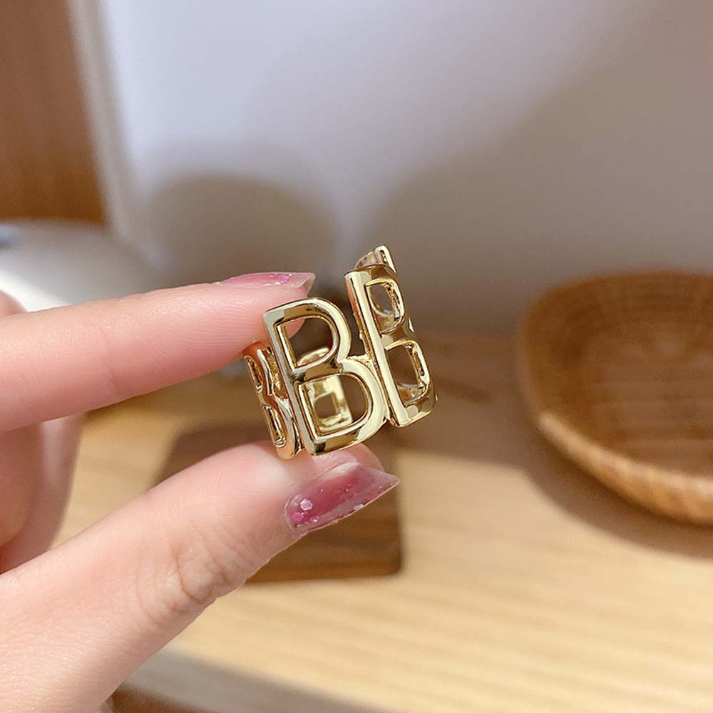 Nhẫn bản rộng trang trí chữ B thời trang cá tính cho nam
