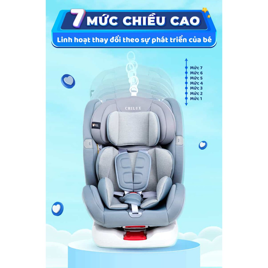 GHẾ NGỒI Ô TÔ CHO TRẺ EM CHILUX ROY XOAY 360 ĐỘ MÀU HỒNG (DÙNG 0 - 12 TUỔI)