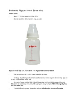Bình sữa Pigeon Streamline Flexible 150ml 250ml