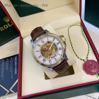Đồng hồ nam Rolex mặt tròn máy cơ automatic dây da cao cấp DH516 Shop108