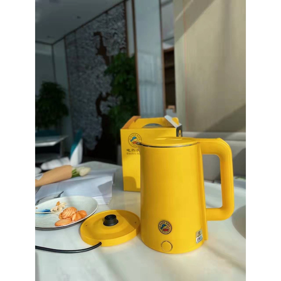 Ấm Đun Nước Siêu Tốc Tự Động Bằng Thép Không Gỉ Hình Vịt Vàng