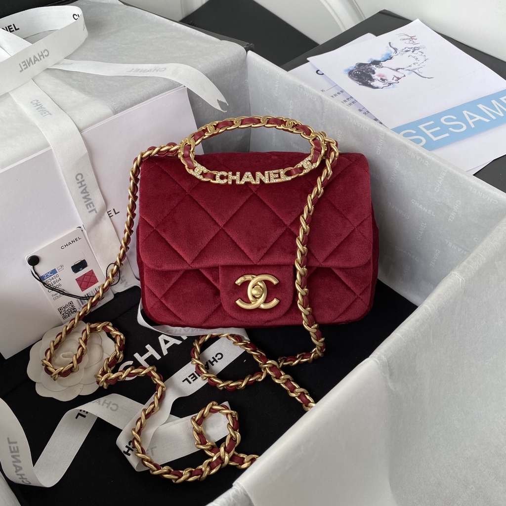 Túi đeo chéo nữ nhung mịn thời trang cao cấp 𝘾𝙝𝙖𝙣𝙚𝙡 𝘾𝙝𝙖𝙣n𝙚𝙡 CN phong cách Vintage độc đáo