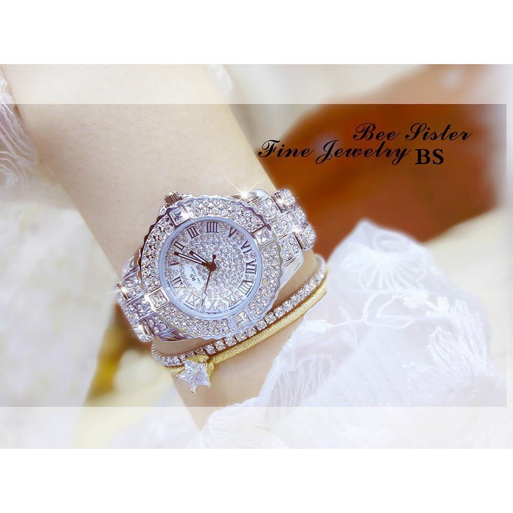 Đồng hồ nữ BEE SISTER BSIX dây hợp kim mặt đính full đá style Hàn Quốc | BigBuy360 - bigbuy360.vn