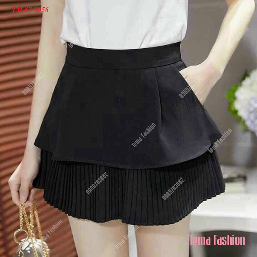 [ Mã FADIRECT20 giảm 20K đơn 150K] Chân váy xếp ly dáng ngắn nữ TEMA - Chân váy chữ a cách điệu siêu đẹp