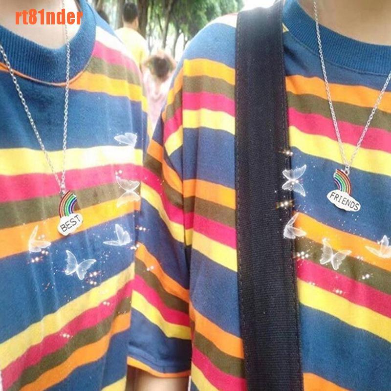 Cặp vòng cổ mặt dây hình đám mây cầu vồng chữ Best Friends thời trang cho nữ
