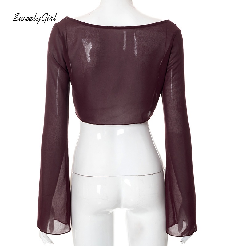 Áo Thun Cổ Chữ V Tay Dài Dáng Rộng Thắt Nơ Quyến Rũ Dành Cho Nữ 2022