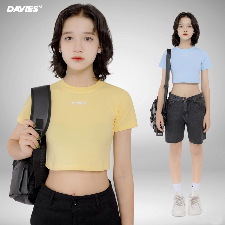 Áo thun croptop nữ ôm,croptop ôm body nhiều màu local brand Davies Rubber Tag