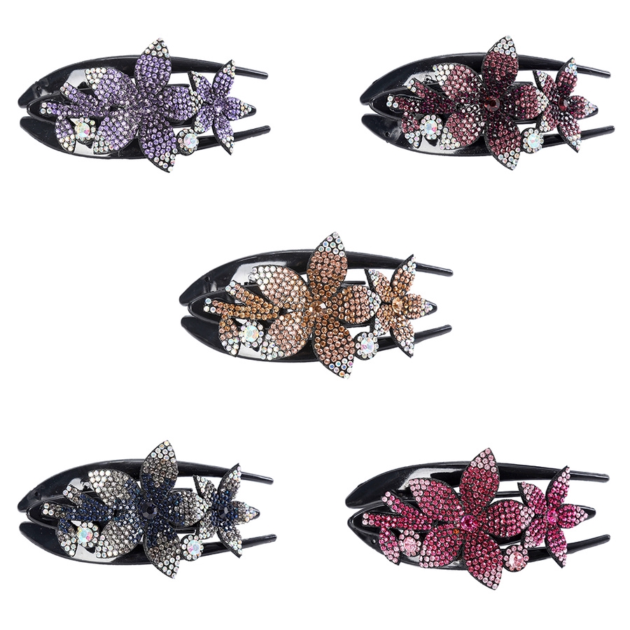 Kẹp tóc càng cua hợp kim trang trí bông hoa đính đá xinh xắn thời trang cho nữ