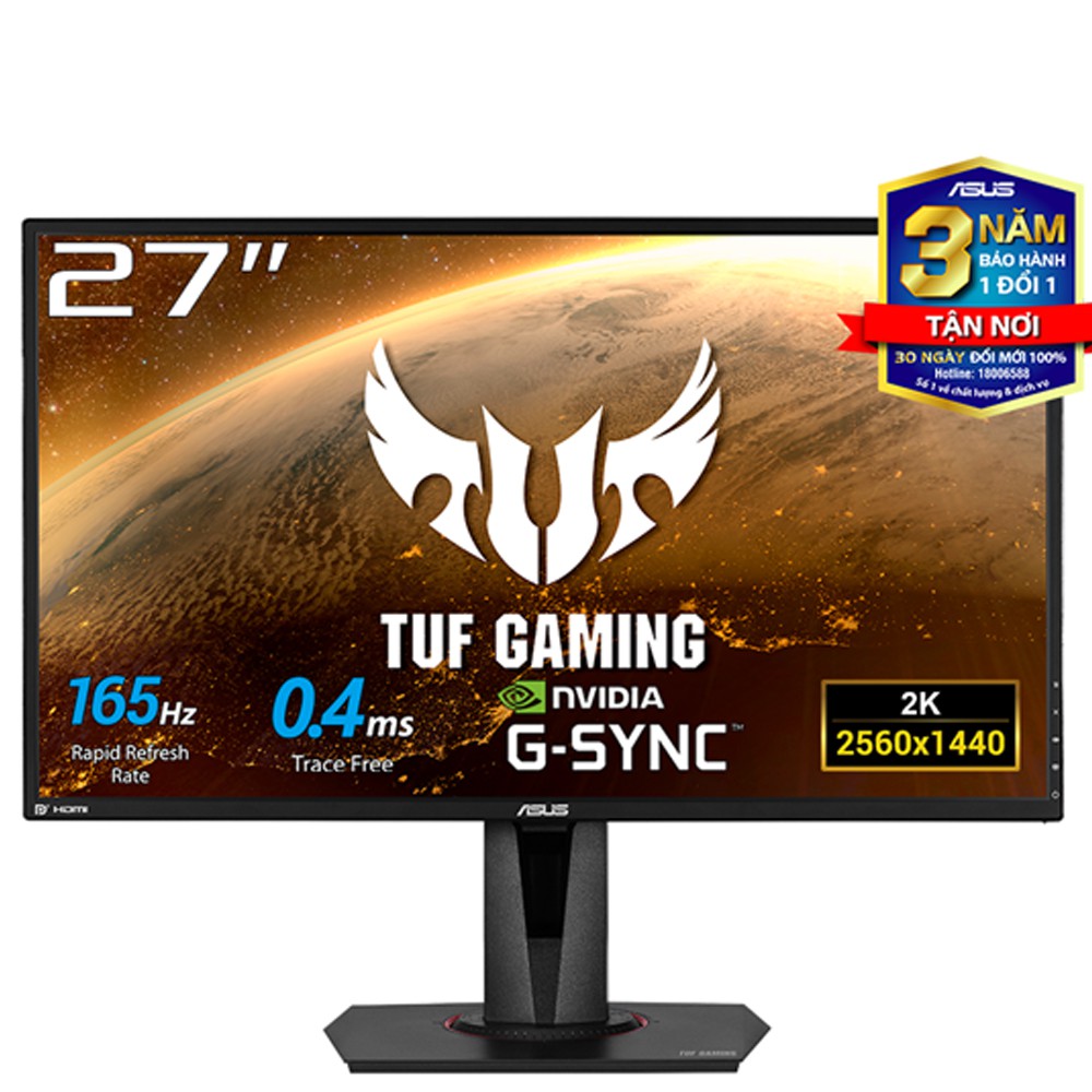 Màn hình ASUS TUF Gaming VG27BQ 27” WQHD (2K) 165Hz 0.4ms G-Sync Compatible