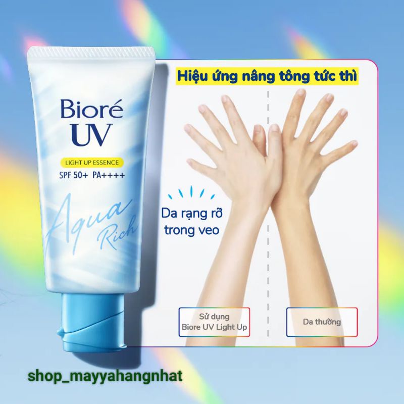 KEM CHỐNG NẰNG BIORE UV AQUA RICH LIGHT UP ESSENCE SÁNG RẠNG NGỜI
