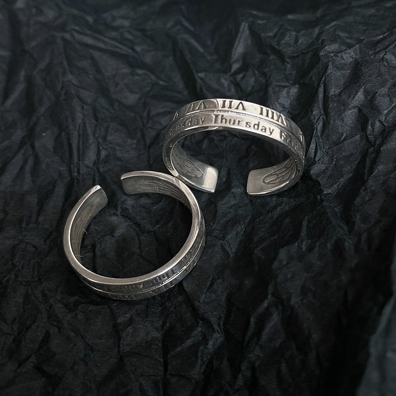 Nhẫn Khắc Số La Mã Phong Cách Harajuku
