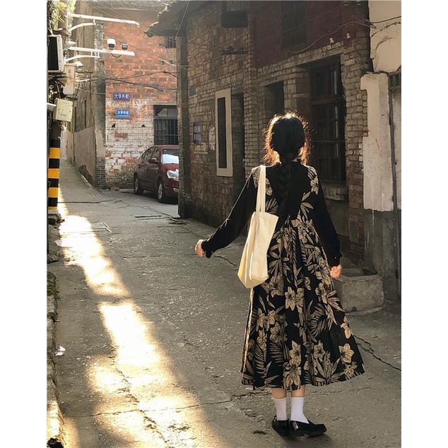 Set of Long Sleeves + Two-Piece Floral Dresses Korean Style Classic Spring Autumn 2022 For Women