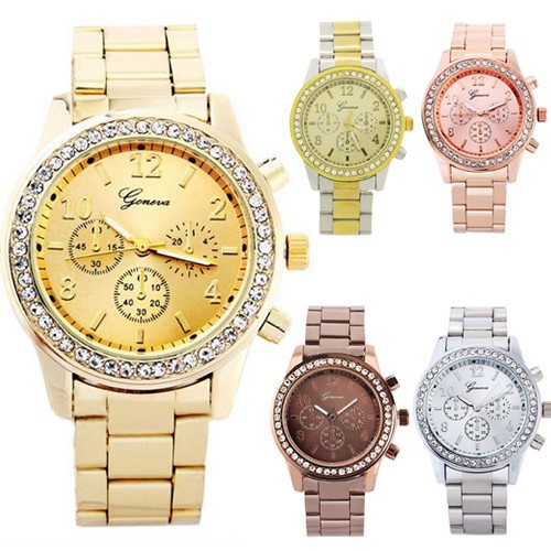 Đồng hồ Unisex đính đá bằng thép không gỉ