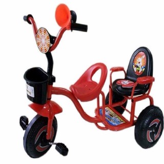 Xe ba bánh đôi có 2 chỗ ngồi có kèn cho bé 1-5 tuổi Dài 70cm x Cao 60cm x Ngang 55cm - [RÁP SẴN]