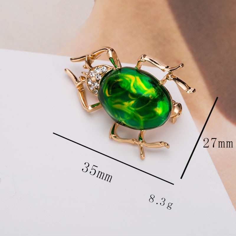 Trâm Cài Áo Hình Con Bọ Đính Đá Xanh Sang Trọng