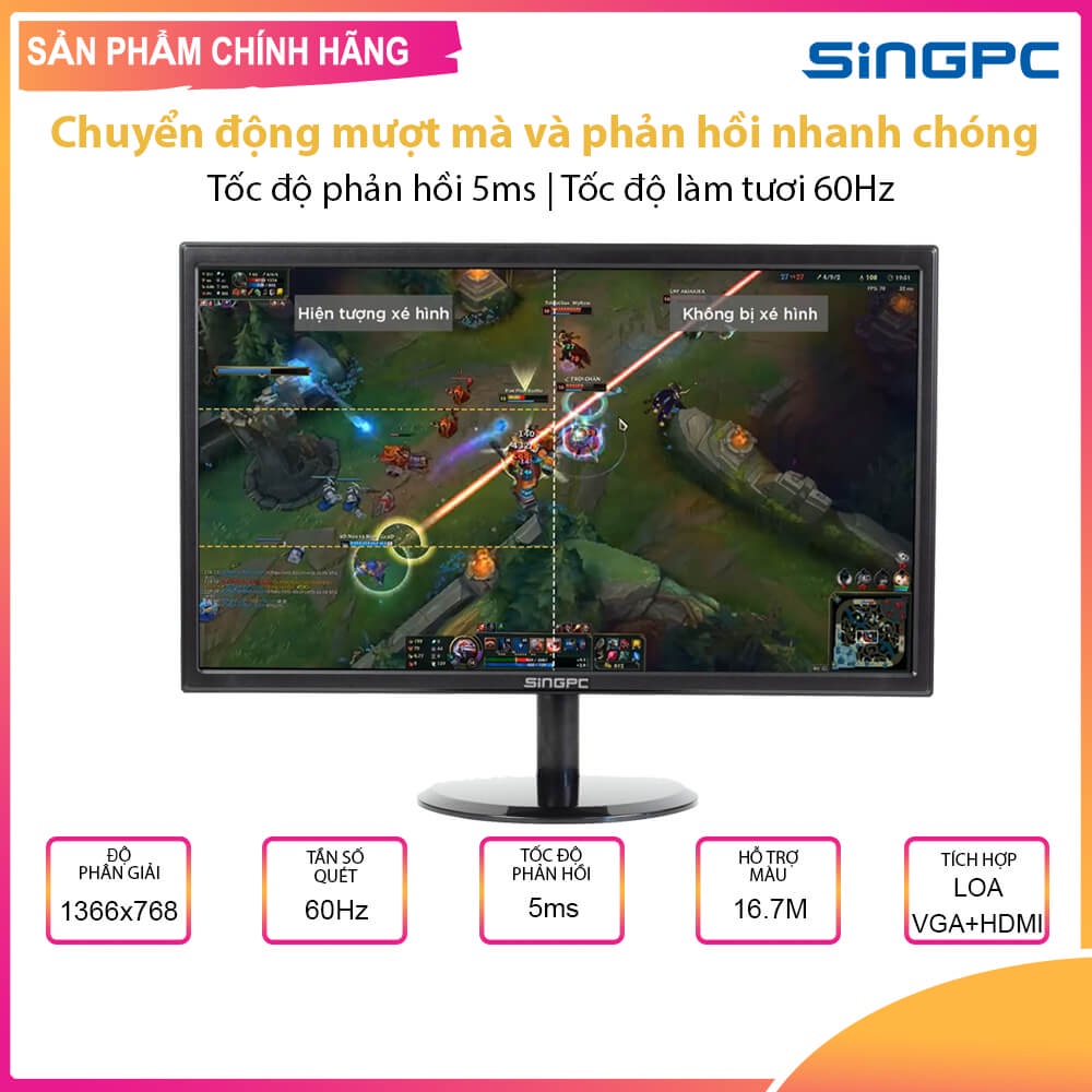Màn hình Máy tính SingPC SGP185S 18.5 inch LED   - Chính hãng, Bảo hành 24 tháng