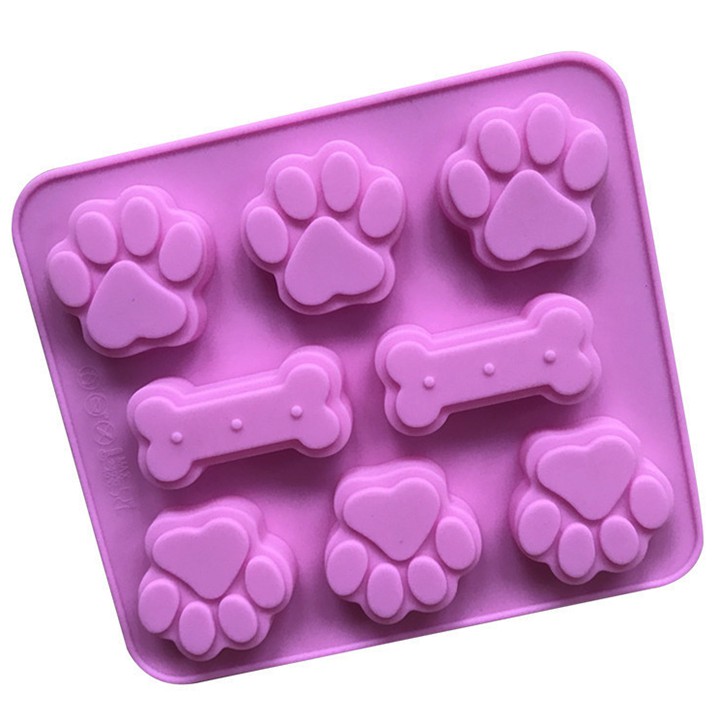 HCM - Khuôn silicon làm socola fondant trang trí hình chân chó và xương gặm cho chó