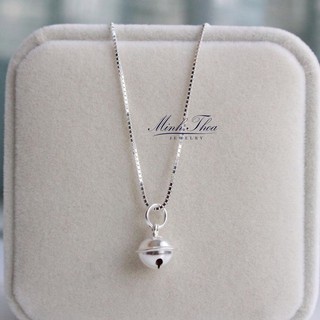 Dây chuyền nữ bạc đẹp, vòng cổ treo phụ kiện chuông bạc tròn, trang sức cao cấp Minh Thoa JEWELRY