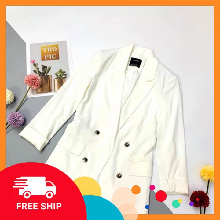 Áo blazer ⚡𝗙𝗥𝗘𝗘 𝗦𝗛𝗜𝗣⚡ Blazer nữ, tay dài màu trơn đen trắng cực đẹp, hàng Việt Nam xuất khẩu loại 1