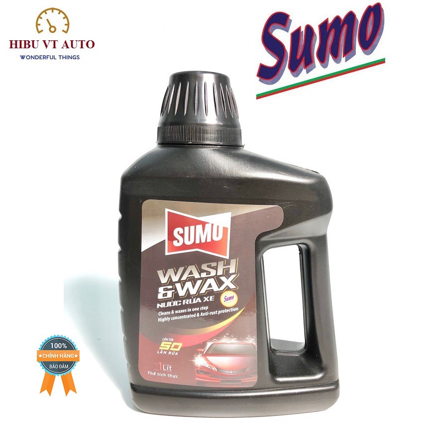 Nước rửa xe bảo vệ màu sơn xe SUMO WASH &amp; WAX 1L có thêm phụ gia chất đánh bóng, cho chiếc xe của bạn sáng bóng như mới