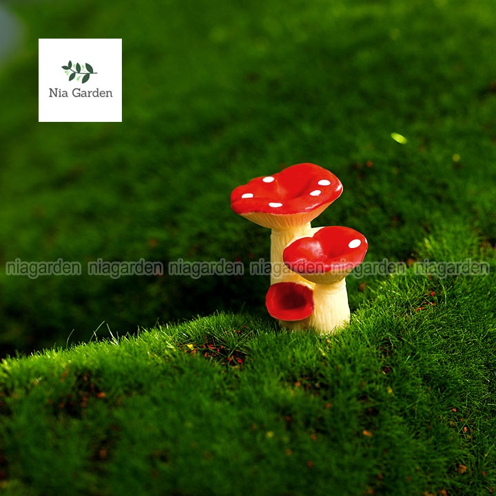 Trang trí tiểu cảnh mô hình nấm mini cụm nhiều màu Nia Garden N5