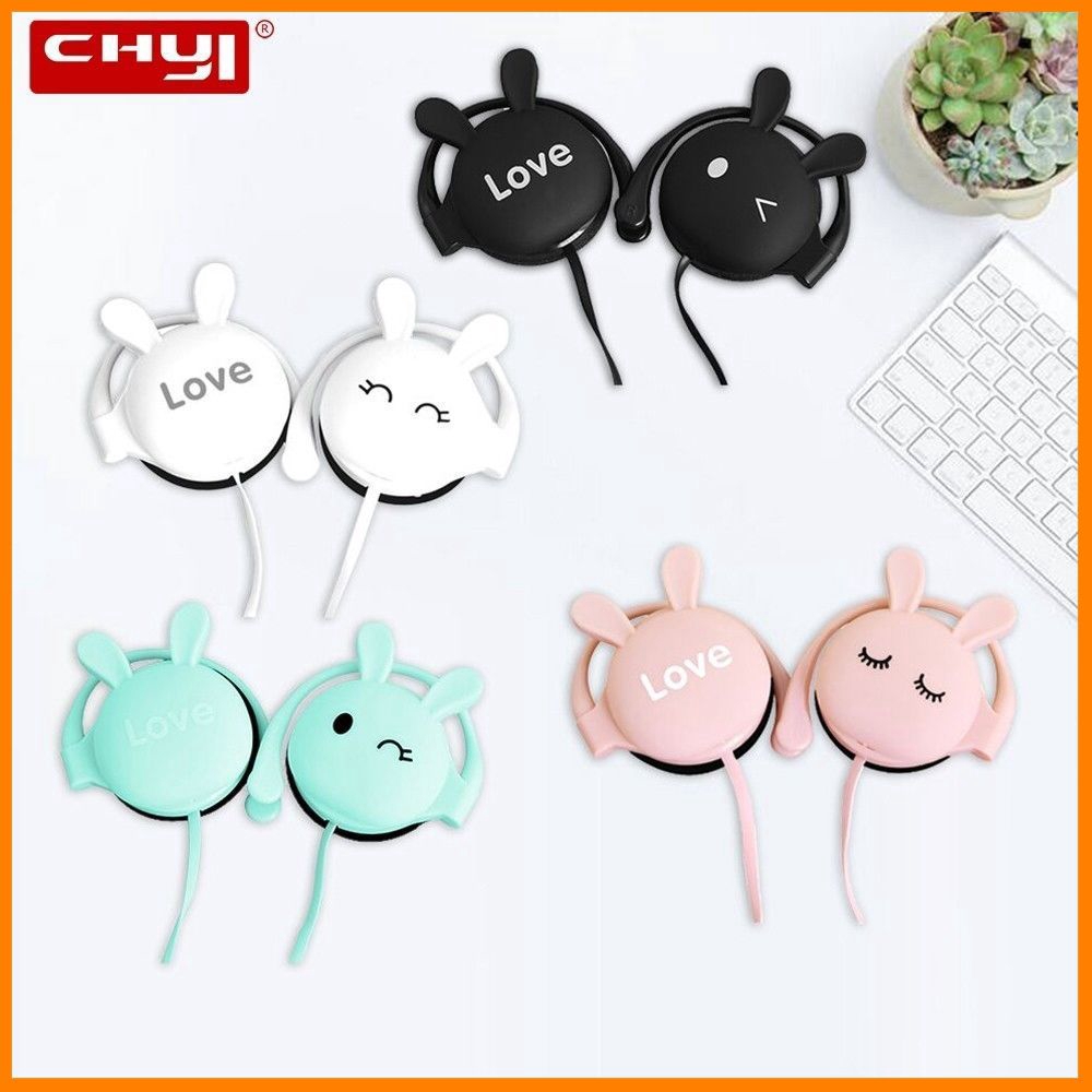 Tai Nghe Móc Vành Tai Giắc Cắm 3.5mm Hình Thỏ Dễ Thương