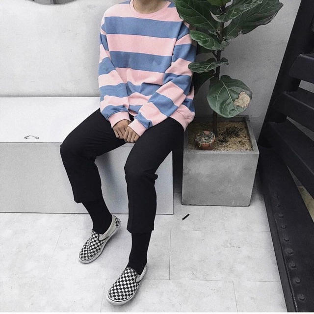 ÁO SWEATER SỌC XANH HỒNG - UNISEX - NEW ITEMS