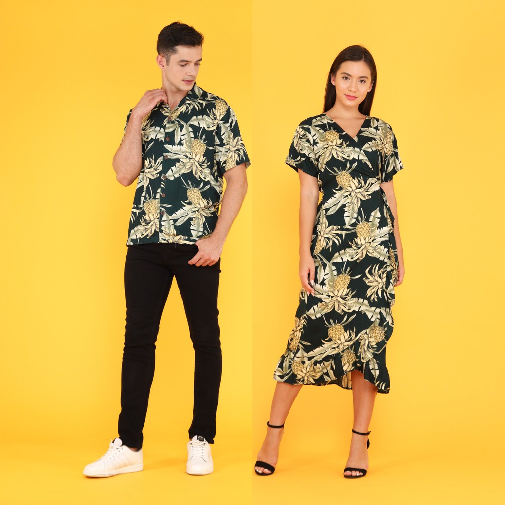 Bộ Đồ Kimono Dáng Dài Phong Cách Ananas Hawaii Cho Cặp Đôi