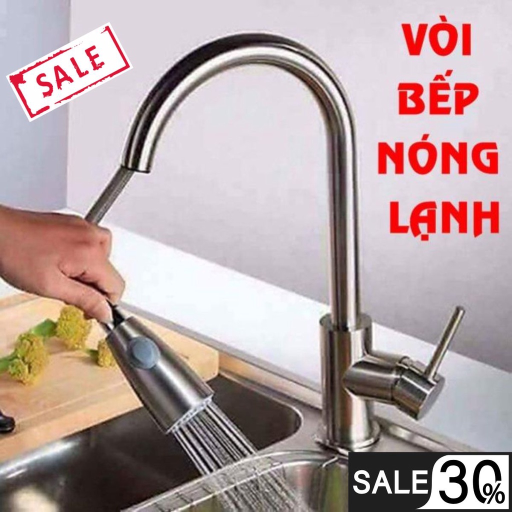 Vòi bếp nóng lạnh inox 304, Vòi rửa chén cao cấp, Độ bền cao không bị ăn mòn bởi môi trường nước