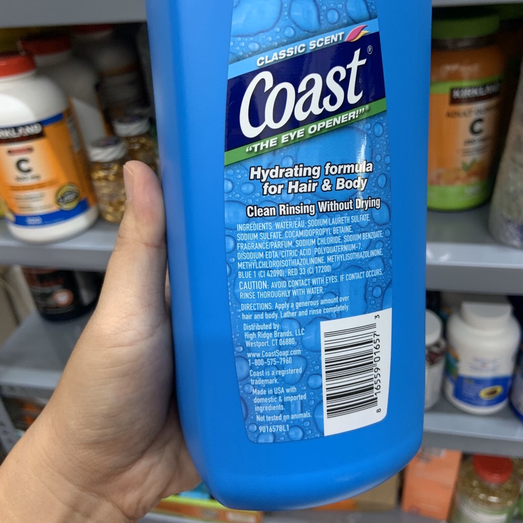 Sữa tắm gội toàn thân nam Coast Hair &amp; Body Wash Classic Scent 946ml - EDS Hàng Mỹ