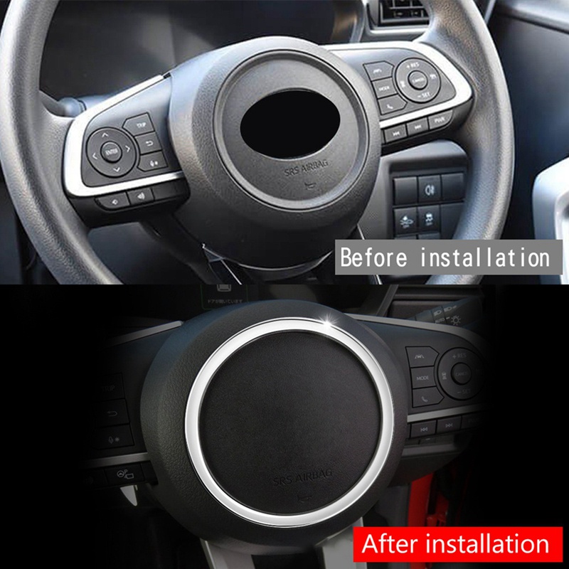 Khung Viền Trang Trí Vô Lăng Màu Bạc Cho Toyota Raize 2021 2022