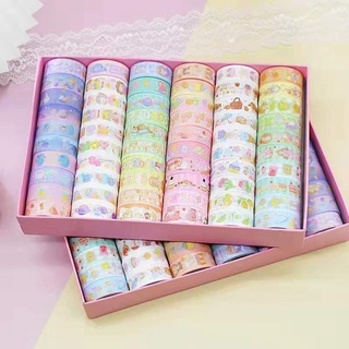 Hộp 60 cuộn washi tape trang trí nhiều màu sắc