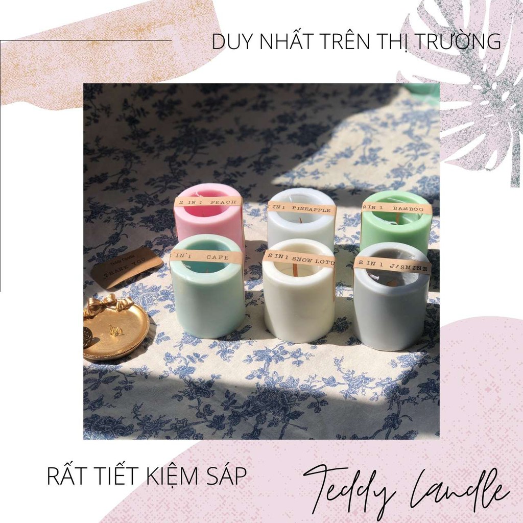 [Tặng diêm dài] Nến thơm xoay vòng 2 trong 1 cao cấp không khói Teddy Candle